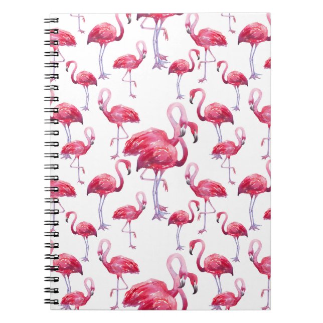 Exotic Flamingo Watercolor Bird Anteckningsbok (Framsidan)
