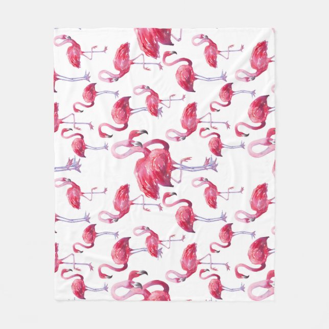 Exotic Flamingo Watercolor Bird Fleecefilt (Framsidan)