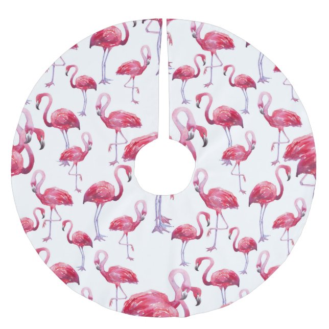 Exotic Flamingo Watercolor Bird Julgransmatta Borstad Polyester (Framsidan)