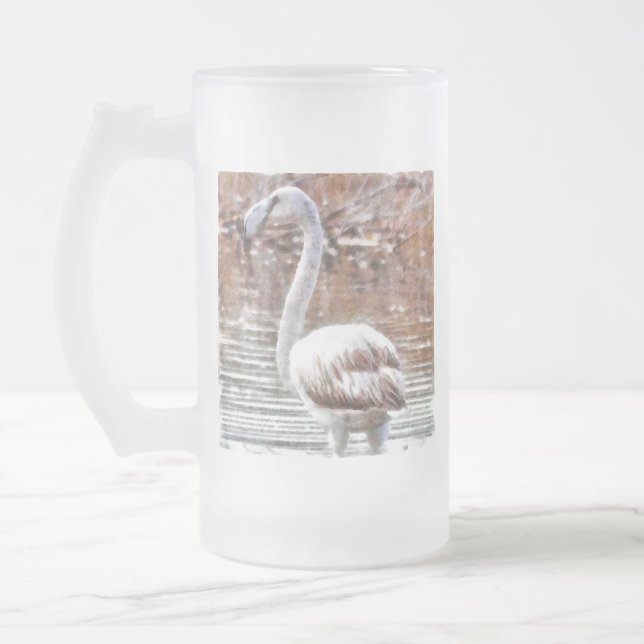 Exotic Flamingo Watercolor Frostat Ölglas (Vänster)