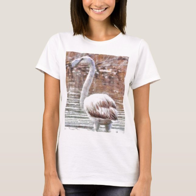 Exotic Flamingo Watercolor T Shirt (Framsida)