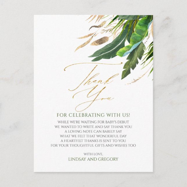 Exotic Foliage Blommigt Tropical Tack Vykort (Framsida)