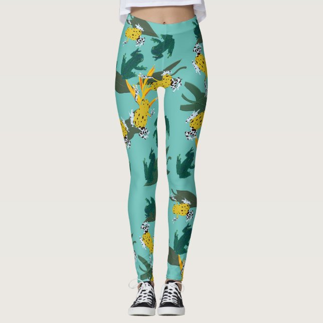 Exotic Frogs Mönster Leggings (Framsida)