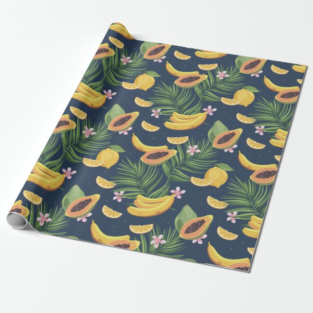 Exotic Fruit Mönster Presentpapper (Utrullad)