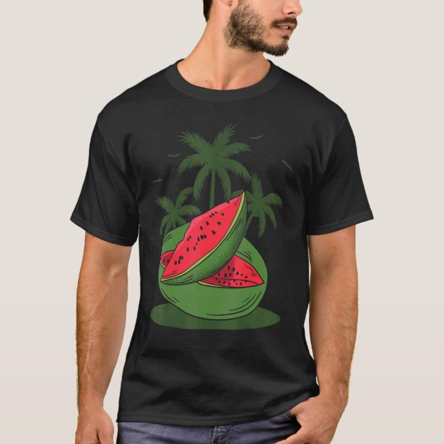 Exotic Fruit Tropical Summer Vibes Handflatan Träd T Shirt (Framsida)