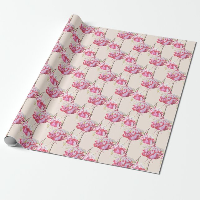 Exotic Fuchsias on Wrapping Papper Presentpapper (Utrullad)