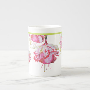 Exotic Fuchsias på en benChina Mugg Benporslin Mugg