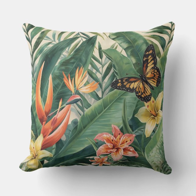 Exotic Garden Delight Throw Pillow Kudde (Framsida)