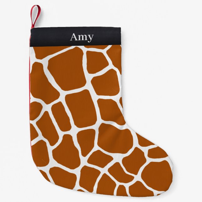 Exotic Giraffe Spots Personlig Animal Print Liten Julstrumpa (Framsidan)