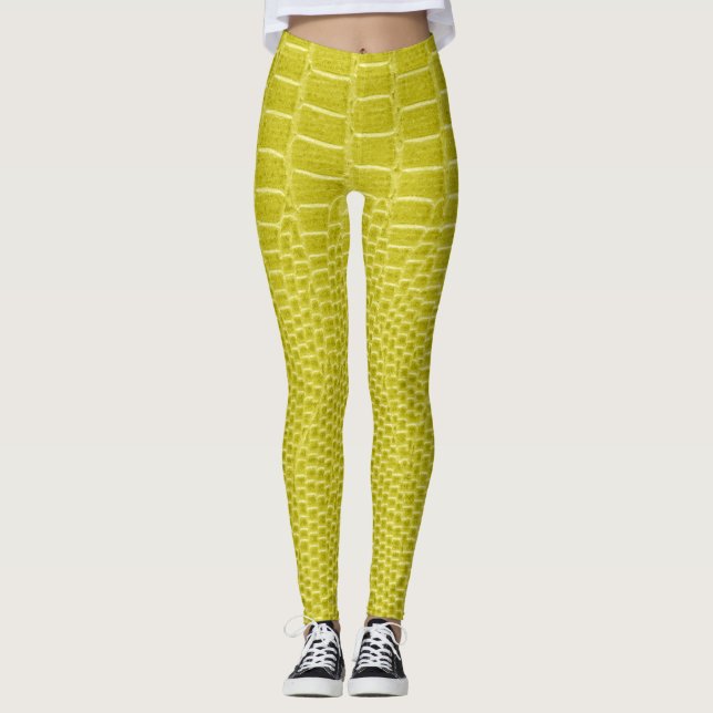 Exotic Golden Lizard Skin-utseende Leggings (Framsida)