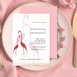 Exotic Golden Rosa Flamingo Inbjudningar