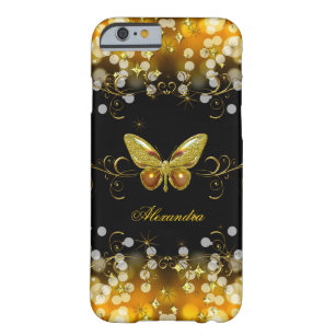 Exotic Guld Black Butterfly Sparkles Barely There iPhone 6 Fodral