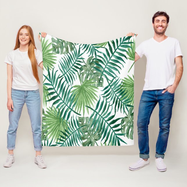 Exotic handflatan löv fleecefilt (På plats)