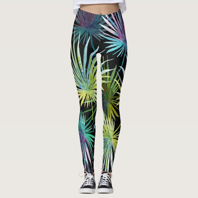 Exotic Handflatan Löv Watercolor Leggings (Framsida)