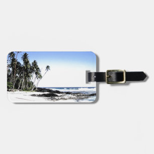 Exotic Handflatan Träd & Paradise Beach Bagagebricka