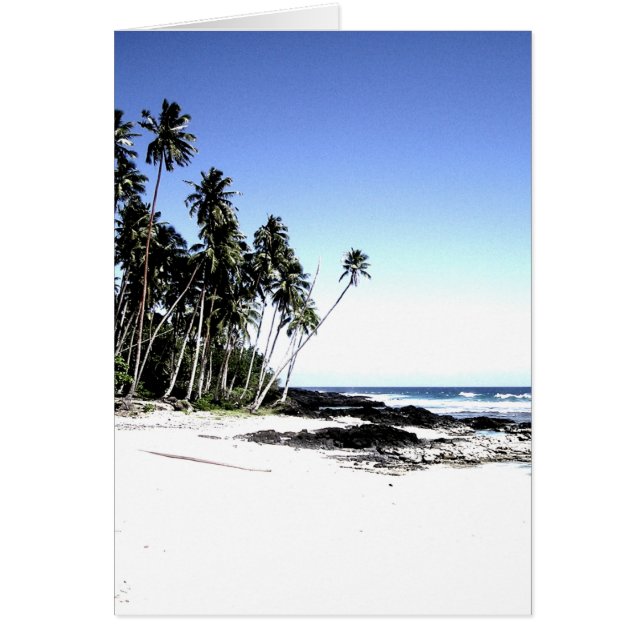 Exotic Handflatan Träd & Paradise Beach Hälsningskort (Framsidan)