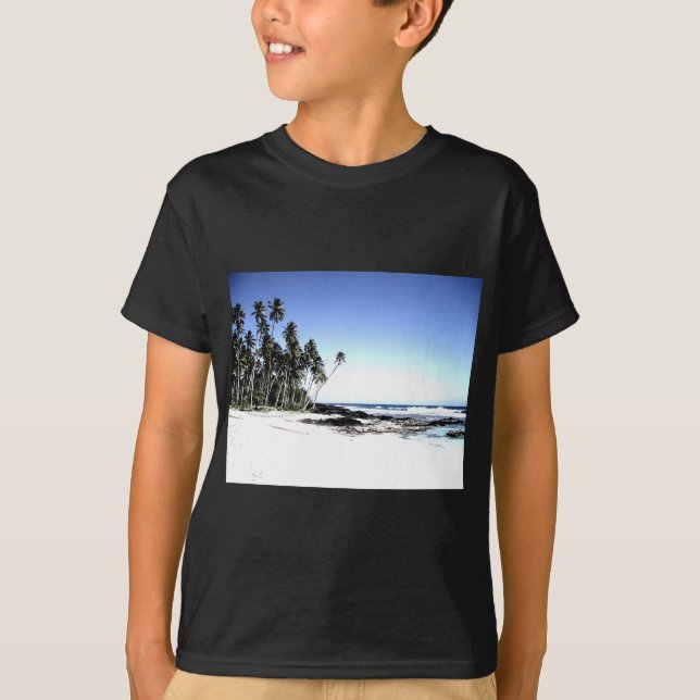 Exotic Handflatan Träd & Paradise Beach Tee (Framsida)