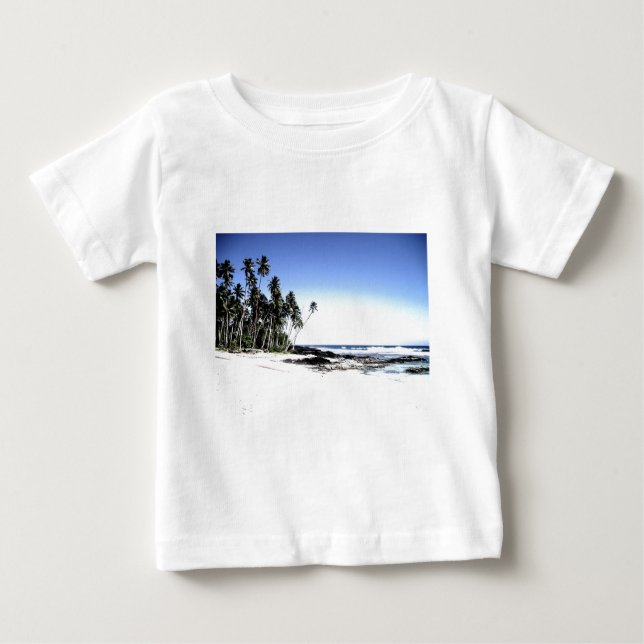 Exotic Handflatan Träd & Paradise Beach Tee Shirt (Framsida)