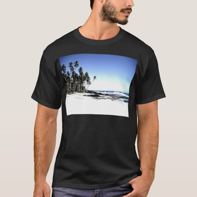 Exotic Handflatan Träd & Paradise Beach Tröja (Framsida)