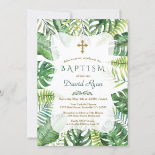 Exotic Hawaiian Tropical Greenery Ram Baptism Inbjudningar