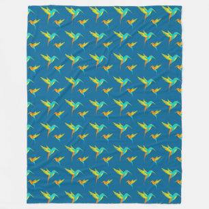 Exotic Hummingbird Mönster Blue Fleecefilt