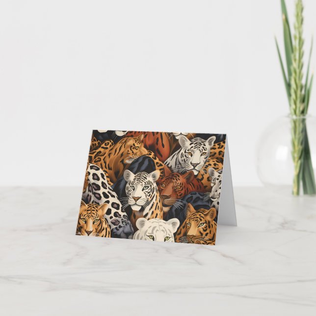 Exotic Jungle Safari Vild katt Blank Note Card Helgkort (Framsida)