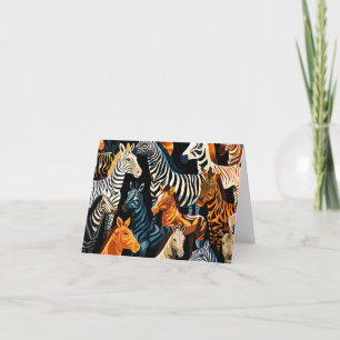 Exotic Jungle Safari Vild Zebra Blank Note Card Helgkort