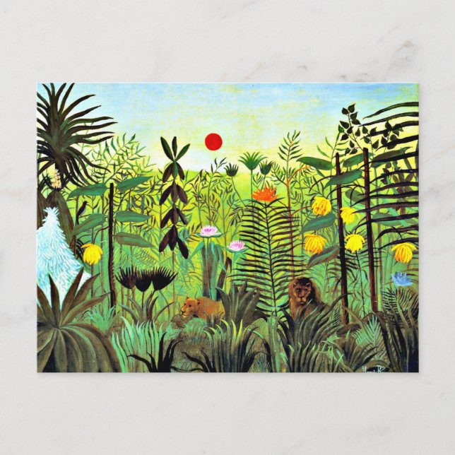 Exotic Landscape with Lion and Lioness, Vykort (Framsida)