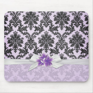 Exotic Lavender Plumeria Damask Mousepad Musmatta