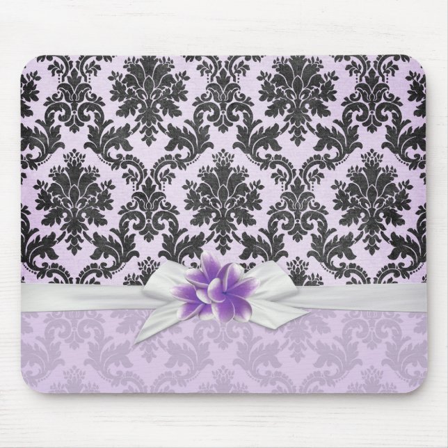 Exotic Lavender Plumeria Damask Mousepad Musmatta (Framsidan)