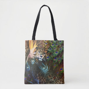 Exotic Leopard och Peacock Feather Safari Tygkasse