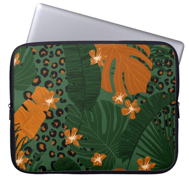Exotic Leopard Tropical Löv Mönster Laptop Fodral (Framsidan)