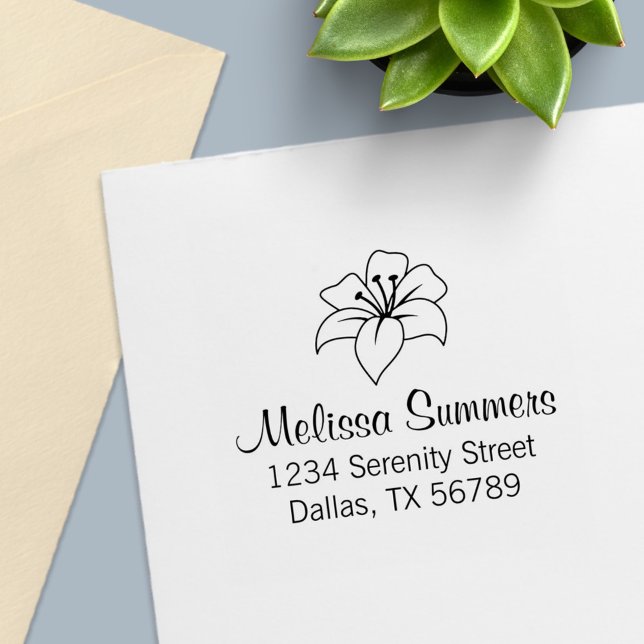 Exotic Lily Flower Adress Självfärgande Stämpel (Skapare uppladdad)