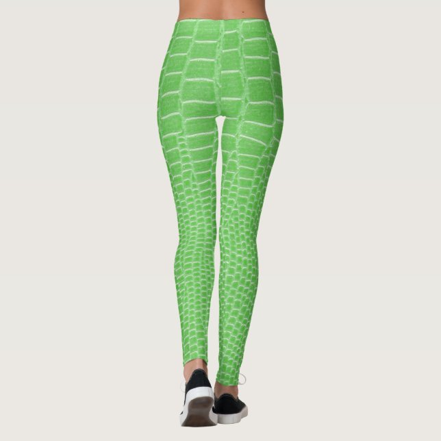 Exotic Lime Green Lizard Skin-utseende Leggings (Baksida)