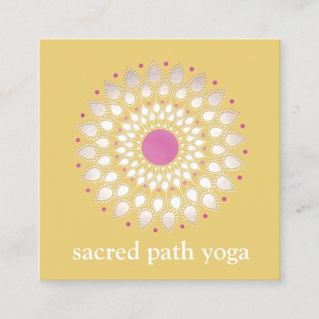 Exotic Lotus Gult Blommigt Hälsa Therapist Fyrkantigt Visitkort (Framsida)