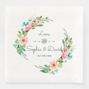 Exotic Luau Tropical Watercolor Blommigt Bröllop Pappersservett