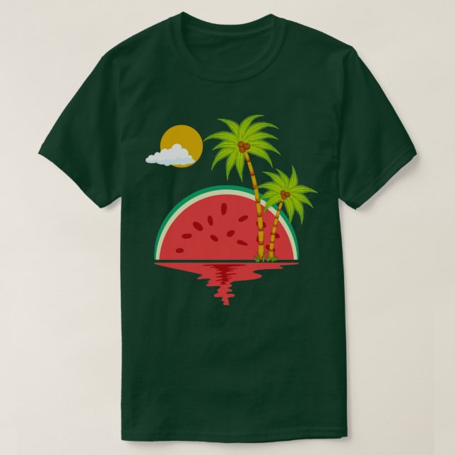 Exotic Melon Sunset Summer Handflatan Träd Fruit W T Shirt (Design framsida)