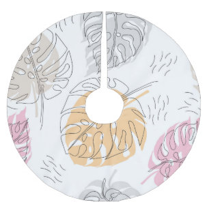 Exotic Monstera Line Teckning Art Julgransmatta Borstad Polyester