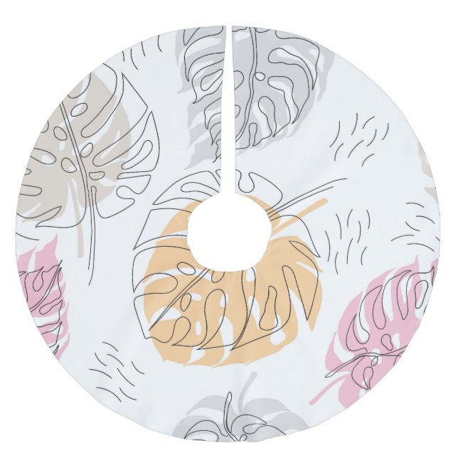 Exotic Monstera Line Teckning Art Julgransmatta Borstad Polyester (Framsidan)