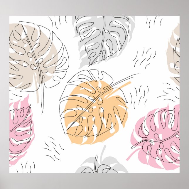 Exotic Monstera Line Teckning Art Poster (Framsidan)