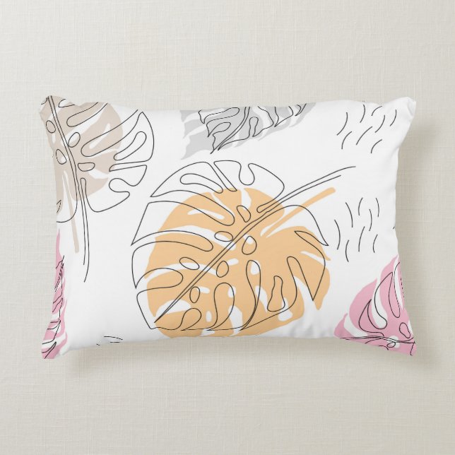 Exotic Monstera Line Teckning Art Prydnadskudde (Framsidan)