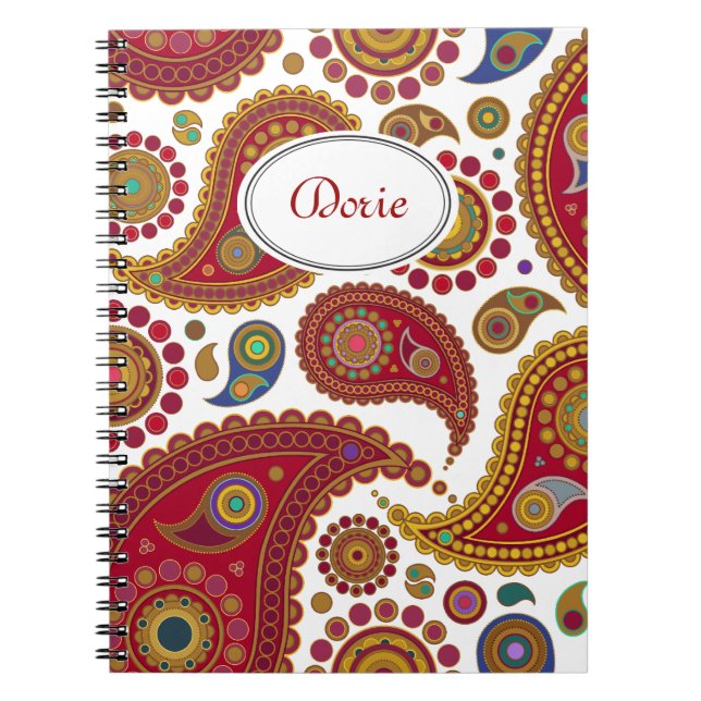 Exotic Paisley Notebook Anteckningsbok Med Spiral (Framsidan)