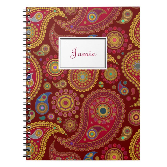 Exotic Paisley Notebook Anteckningsbok Med Spiral (Framsidan)