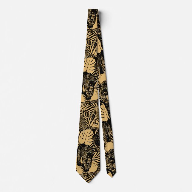 Exotic Panther/Leopard Black och Guld Slips (Framsida)