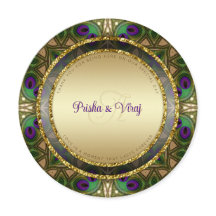 Exotic Peacock Feather Indian Wedding bjudande