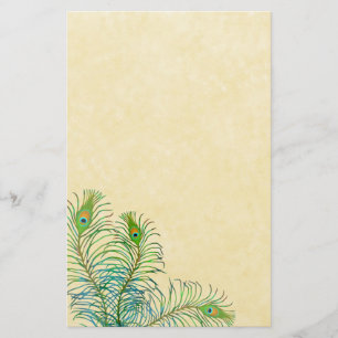 Exotic Peafowl Feathers Stationery Brevpapper