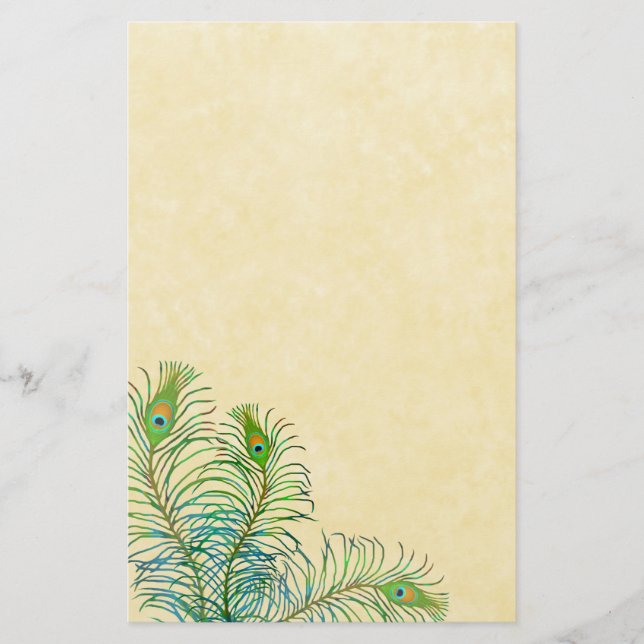 Exotic Peafowl Feathers Stationery Brevpapper (Framsida)