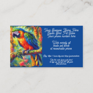 Exotic Pet Bird Parrot Cockatoo Shop Sales Etsy Visitkort