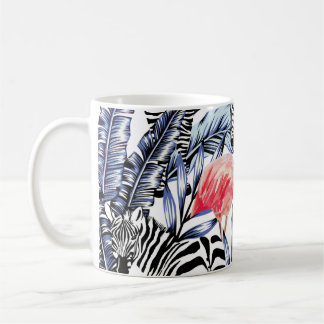 Exotic pink flamingo, zebra on background summer b kaffemugg