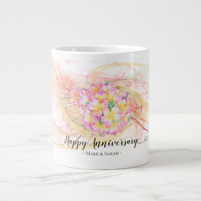 Exotic Plumeria Flower Abstrakt Art Calligraphy Jumbo Mugg (Framsidan)